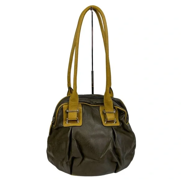 Black Rivet Faux Leather Bag Brown and Yellow - Picture 2 of 11